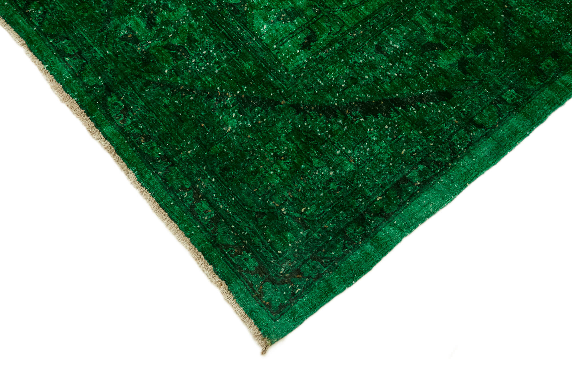 Hand-knotted persian rug 1970s 192 cm x 262 cm green wool carpet