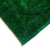 Hand-knotted persian rug 1970s 192 cm x 262 cm green wool carpet