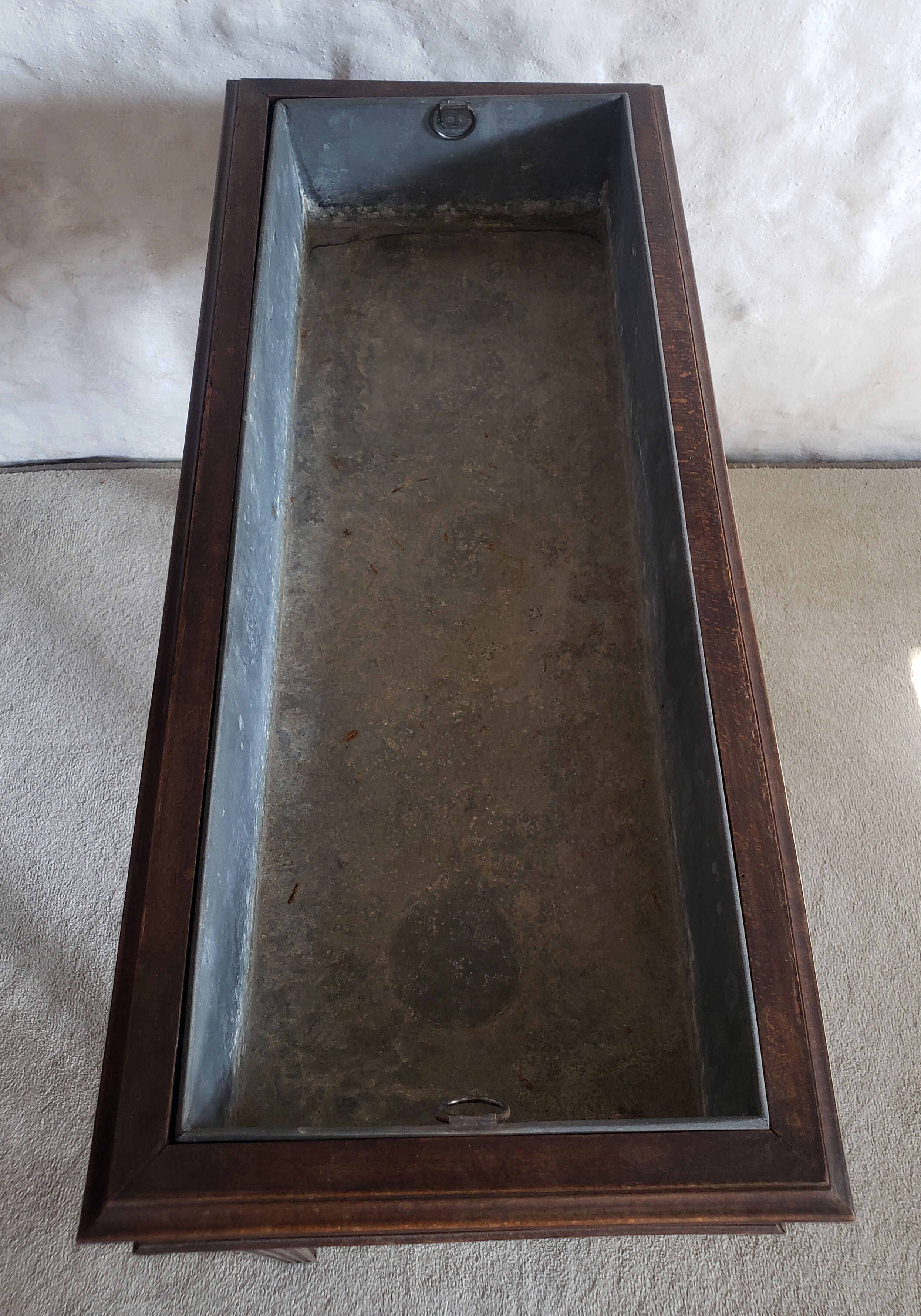 1900 indoor planter in beech and zinc