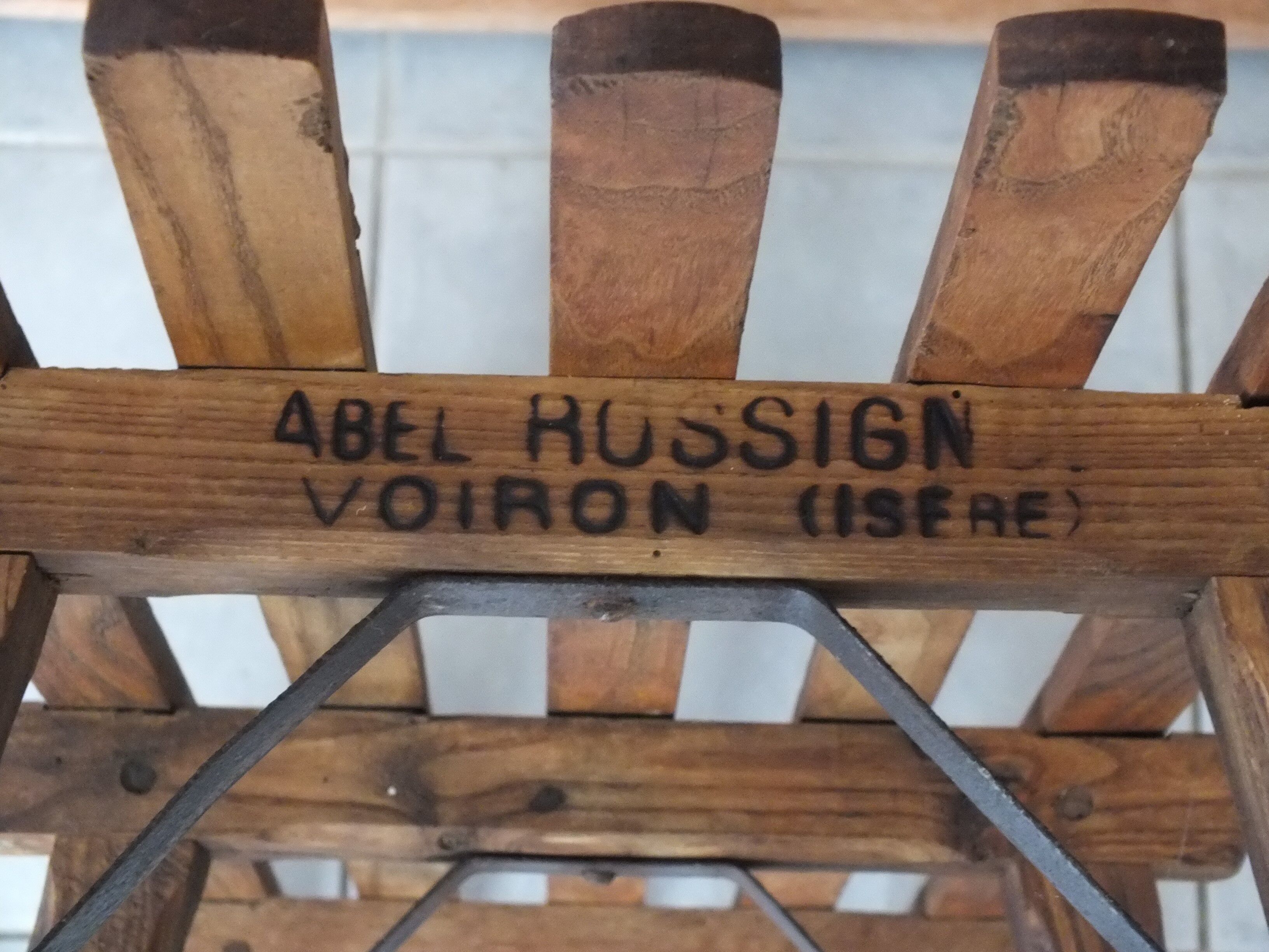 Old wooden toboggan Abel Rossignol