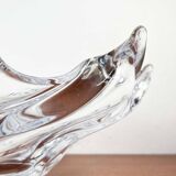 Large Modern Crystal Glass Fruit Bowl from the Mid-Century by Art Vannes, France, 1960s