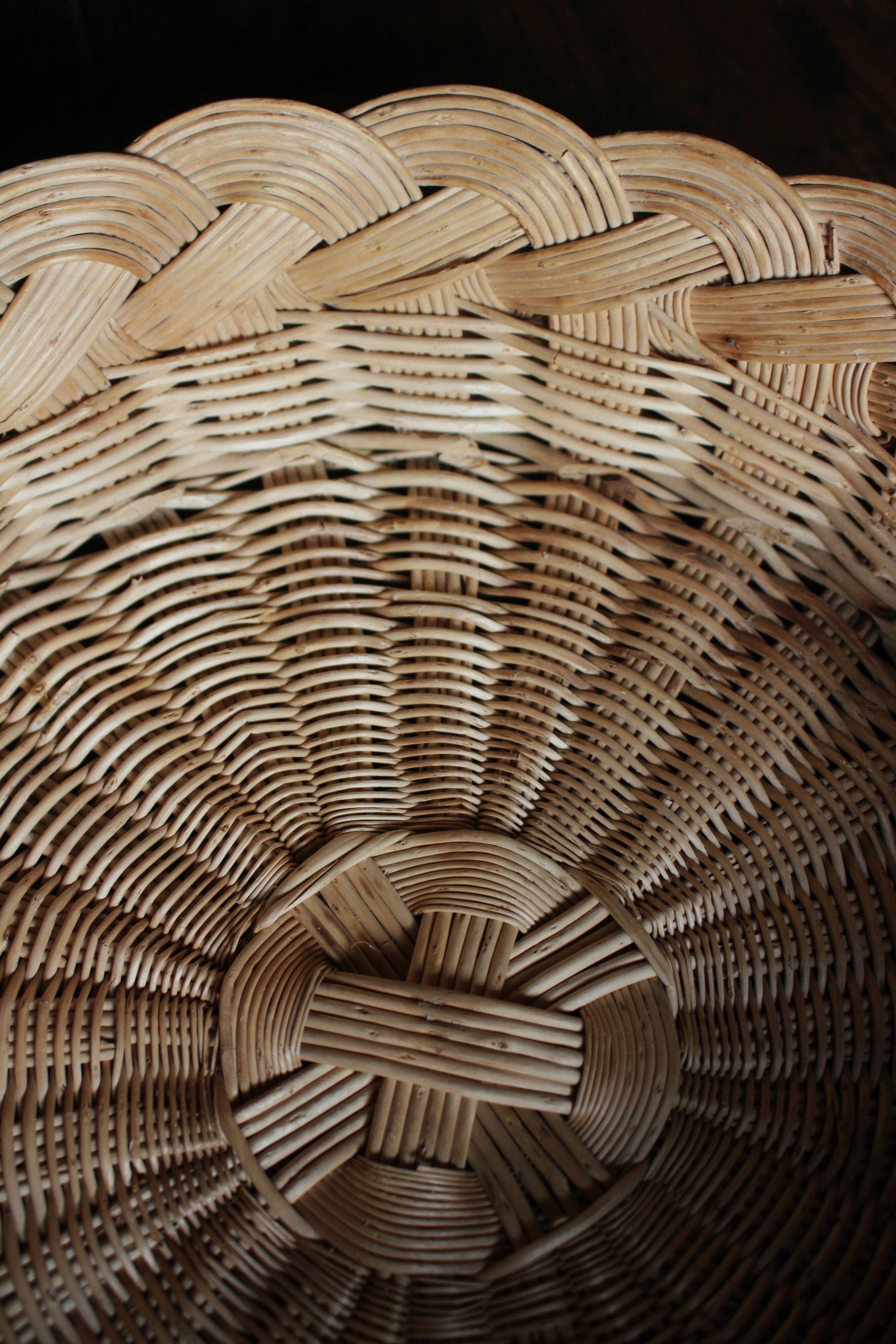 Panier Corbeille ronde osier tressage vintage