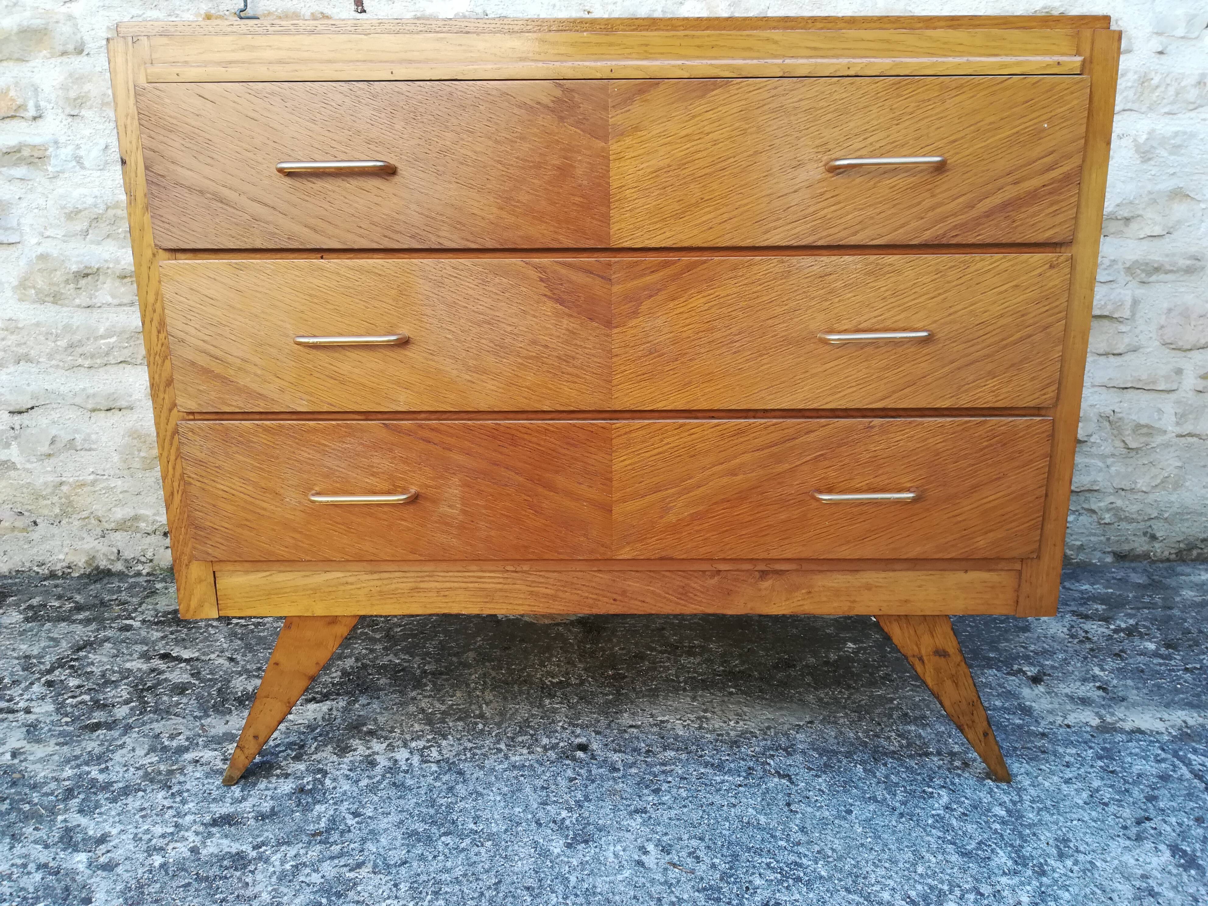 Compass feet chest of drawers