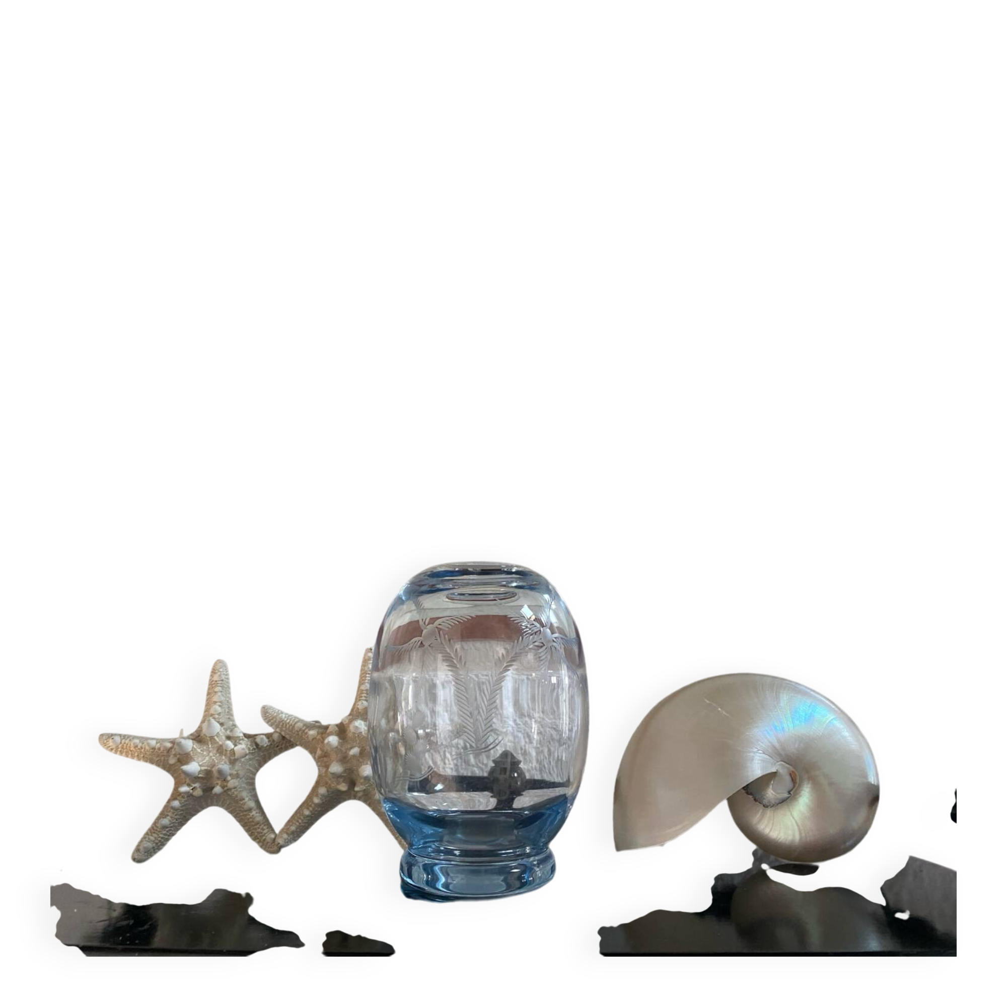 Vintage engraved crystal vase