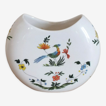 Vase demi-lune Gien décor oiseaux de paradis
