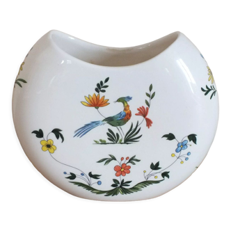 Half-moon vase Gien decoration Birds of Paradise