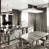 Austrian Dining Chairs in Walnut and Red Leather by Oswald Haerdtl from the Mid-Century