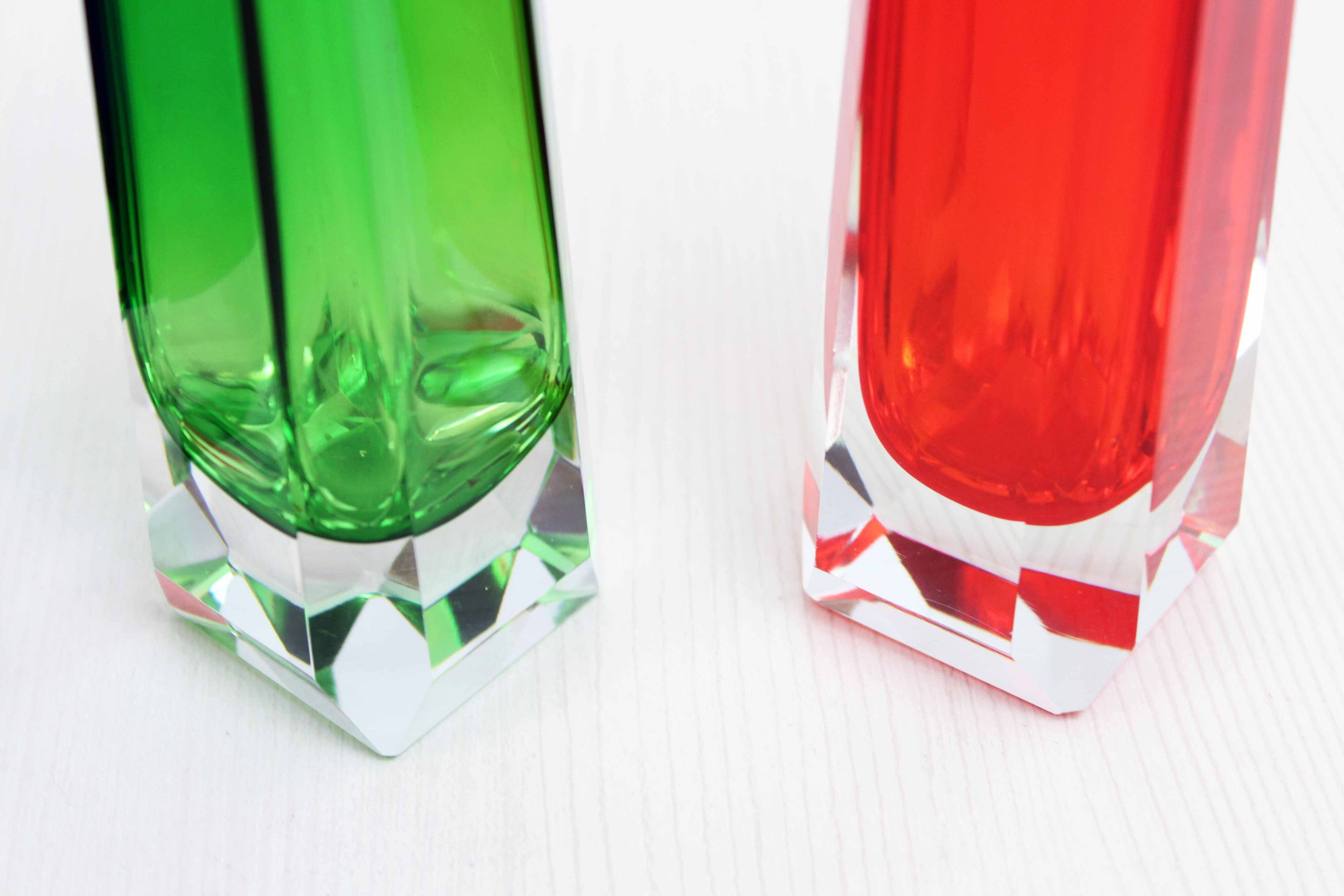 Set of 3 VEB glass vases