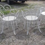 4 garden armchairs 1900 in wrought iron