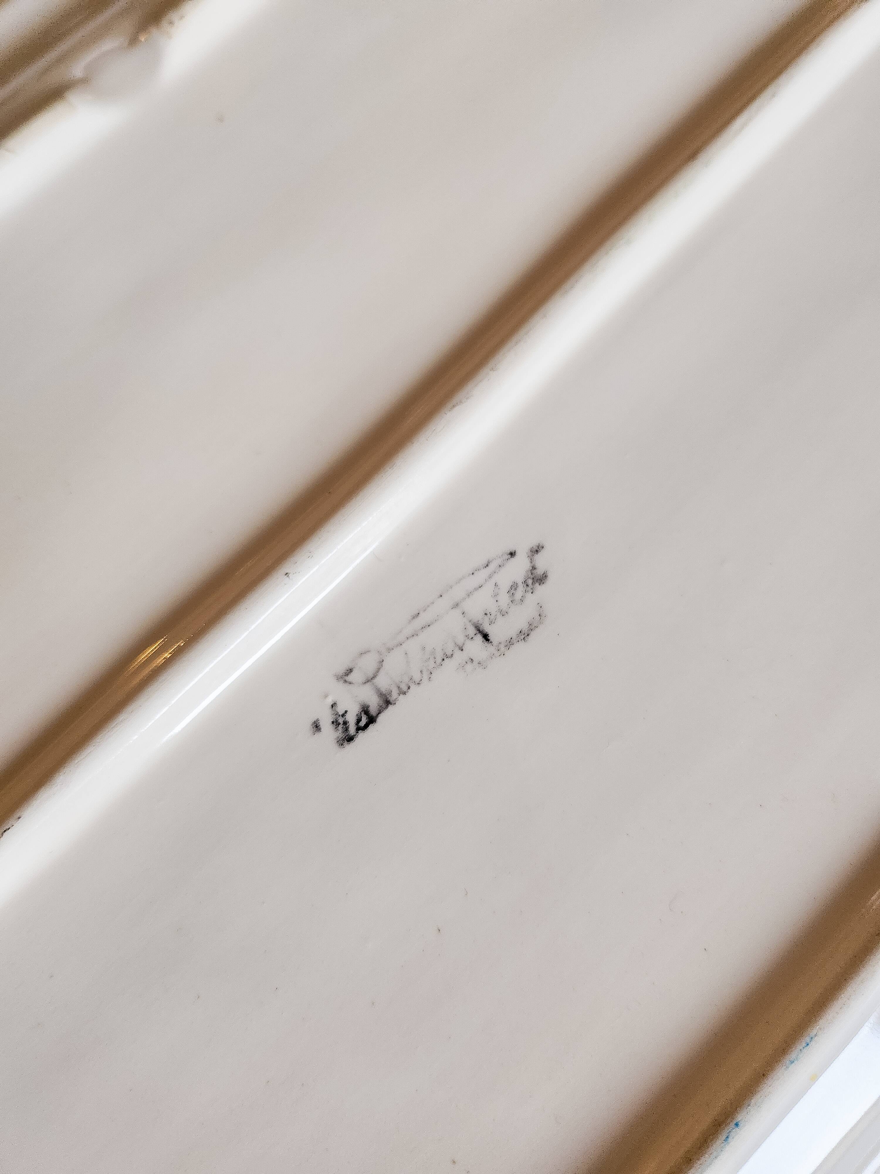 Old cake dish in cherry slip