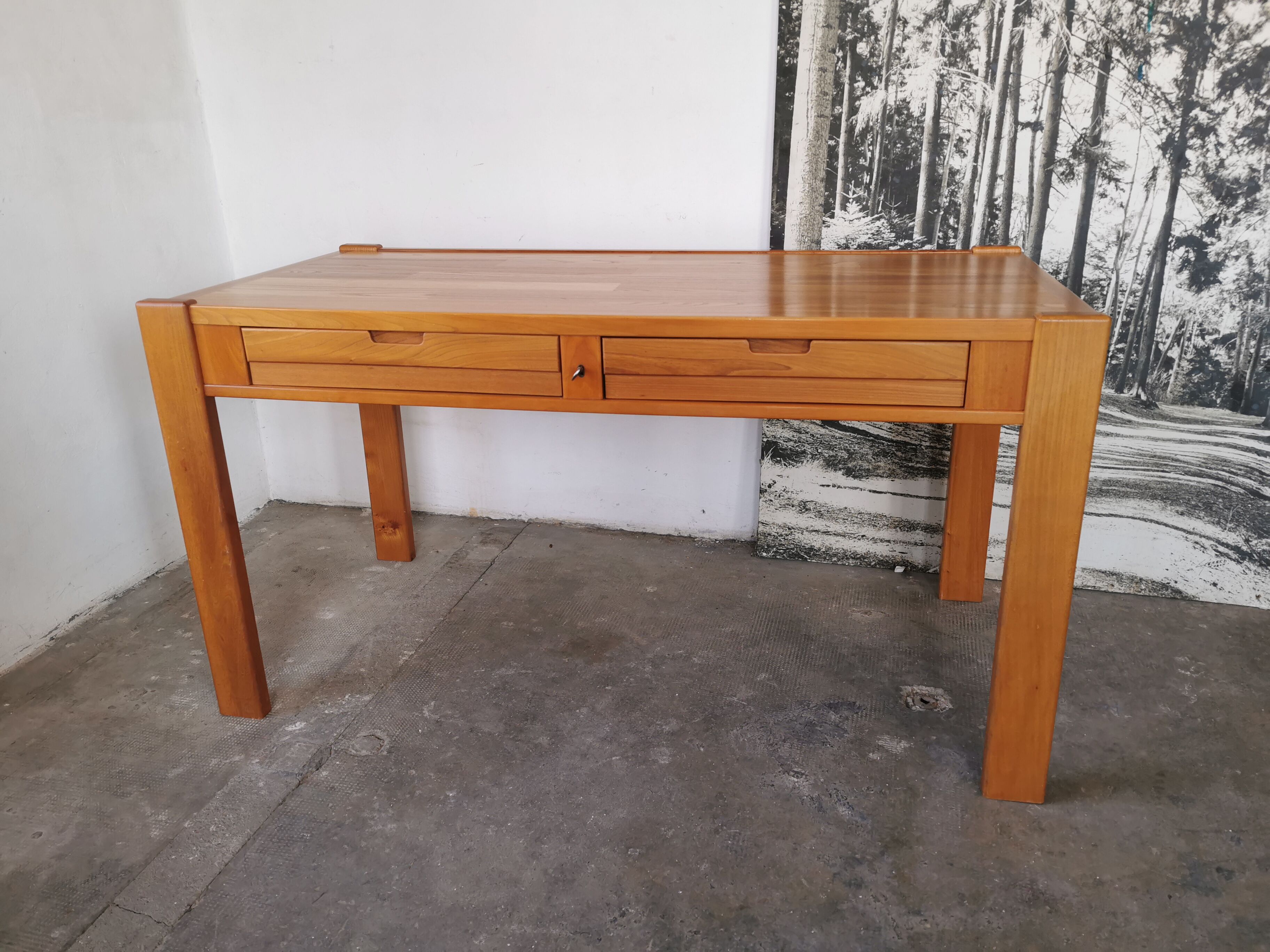 Bureau vintage 1970/1980 en bois blond, simat