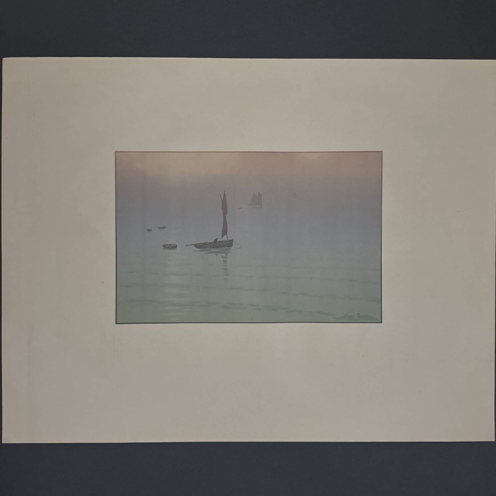 Lithograph by Henri Rivière The Beautiful Land of Brittany - Mist at Sea
