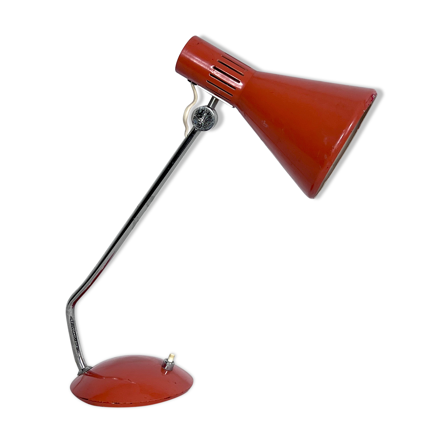 Stilnovo Milano, salmon orange table lamp from the 60s, signed