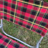 Vintage plaid folding low chair