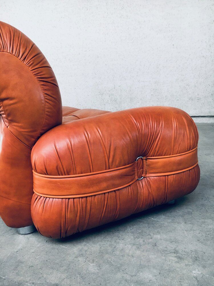 Mid-Century Modern Italian Leather 3-Seater Sofa, 1970s