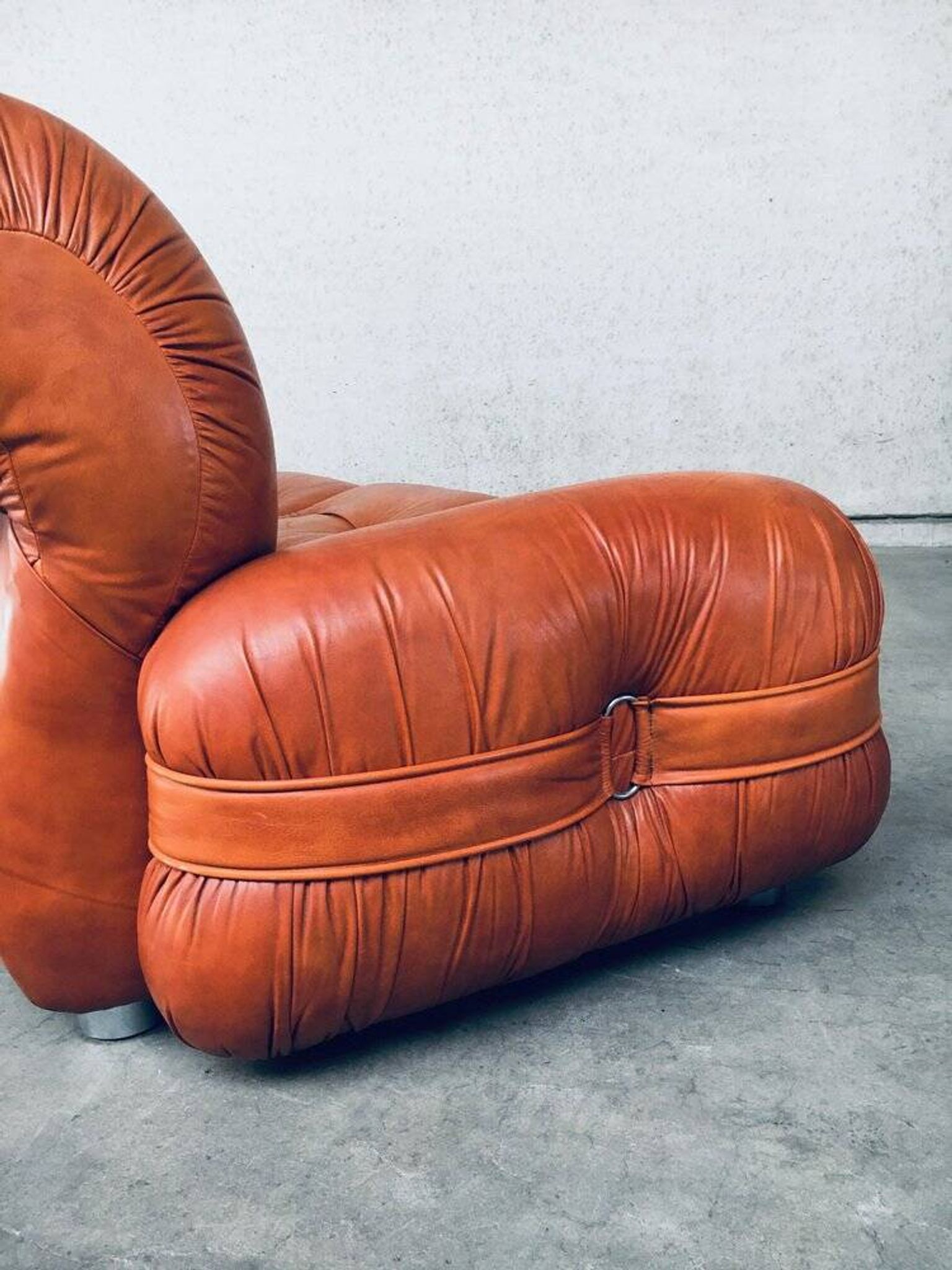 Mid-Century Modern Italian Leather 3 Seat Sofa, 1970s