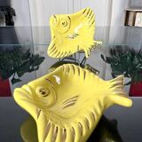 Soap Holder - Pair - Yellow Earthenware - Vintage Fish Bathroom Accessory