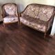 Lot of vintage sofa and armchair with floral patterns.