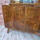 Restored 1960s Mid-Century Walnut Display Cabinet with Slatted Glass