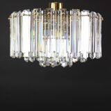 Elegant brass light fixture, crystal glass Floria, Kalmar, Austria, 1970.