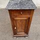 Louis Philippe bedside table from the 19th century in solid wood and grey marble.