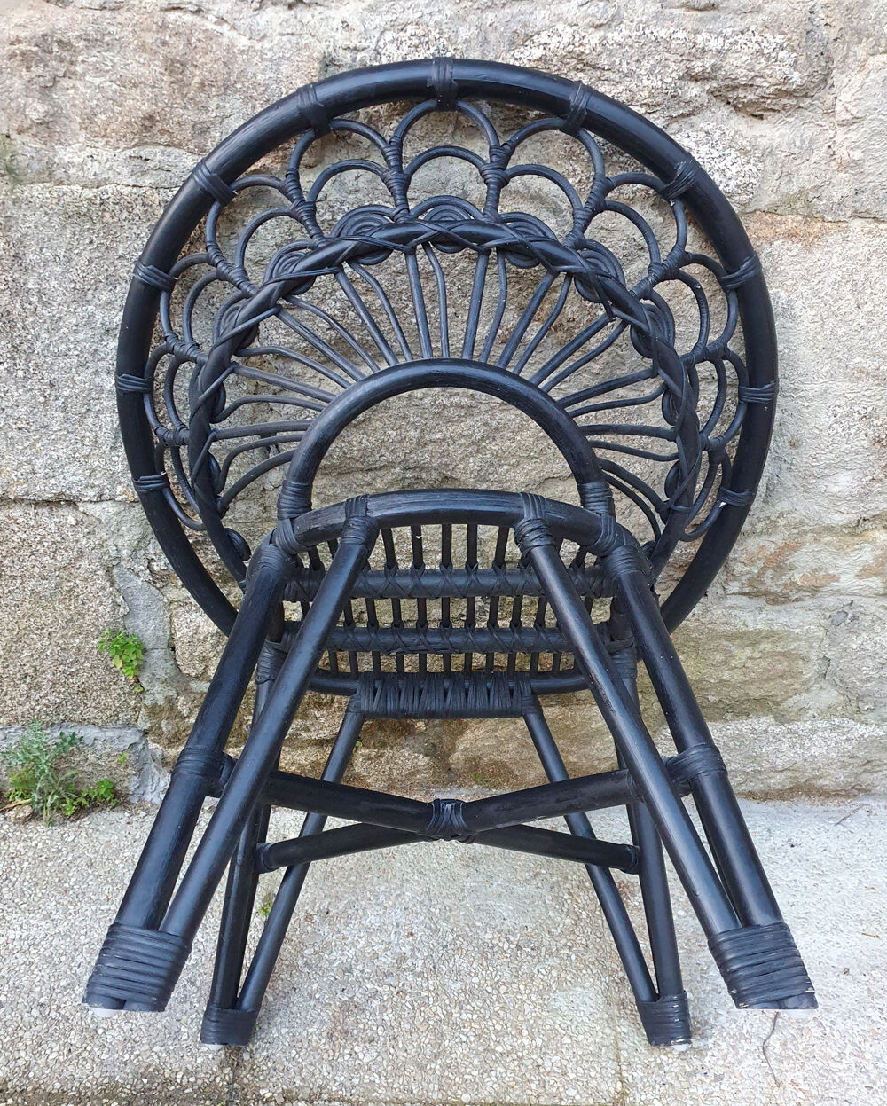 black bamboo armchair, pan tail
