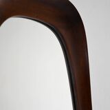 Miroir vintage scandinave avec cadre incurvé en acajou