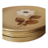 Set of 7 flat plates Moulin des loups Saint Amand vintage autumn model
