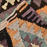 5x7 Burgundy & Green Geometric Pattern Vintage Kilim Rug, 162x218Cm