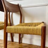 Pair of Scandinavian teak and rope chairs
