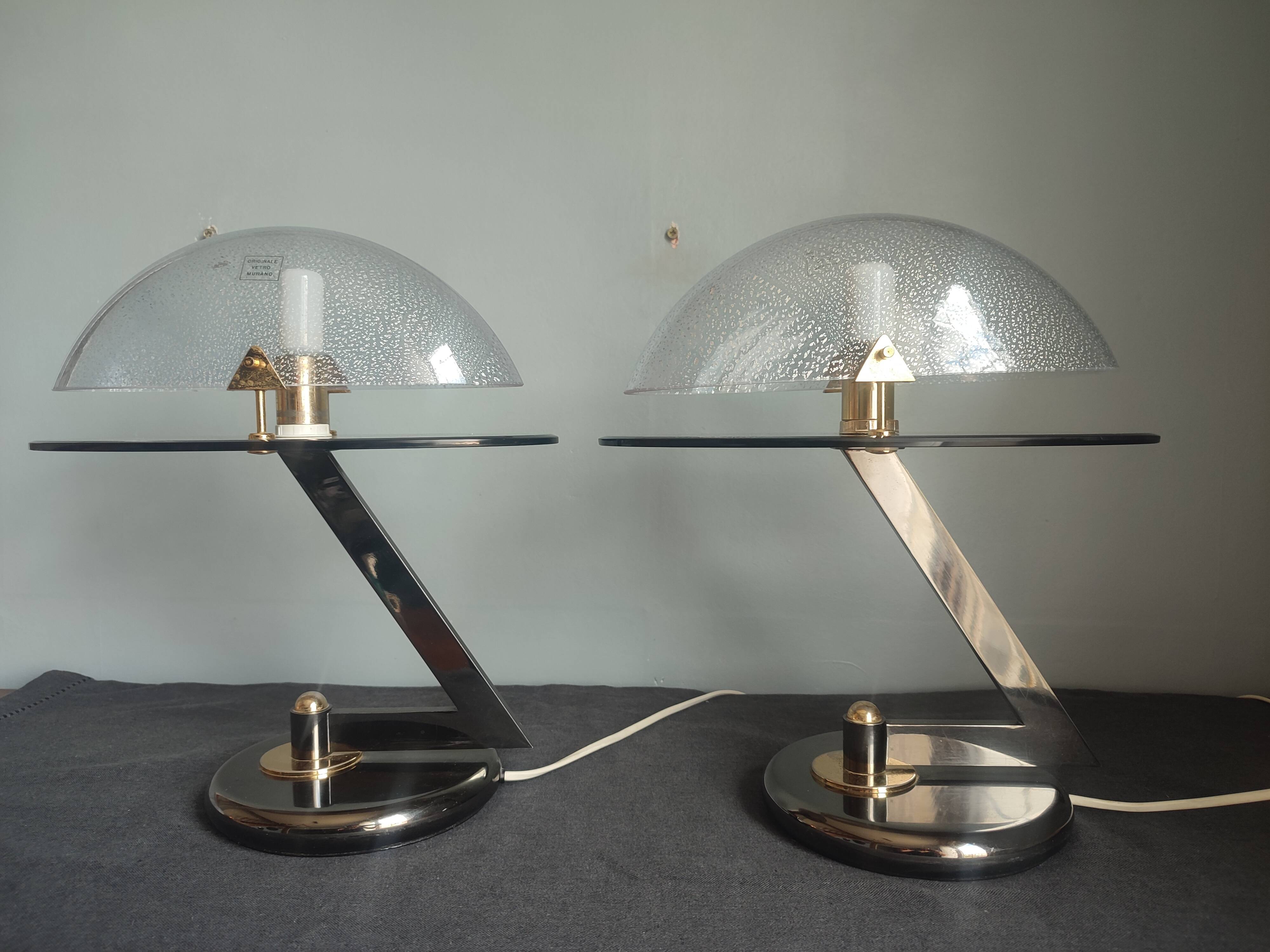 Lampes de table en verre Murano vintage