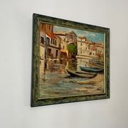 Tableau signé Filhos huile sur panneau 1950  "Martigues"