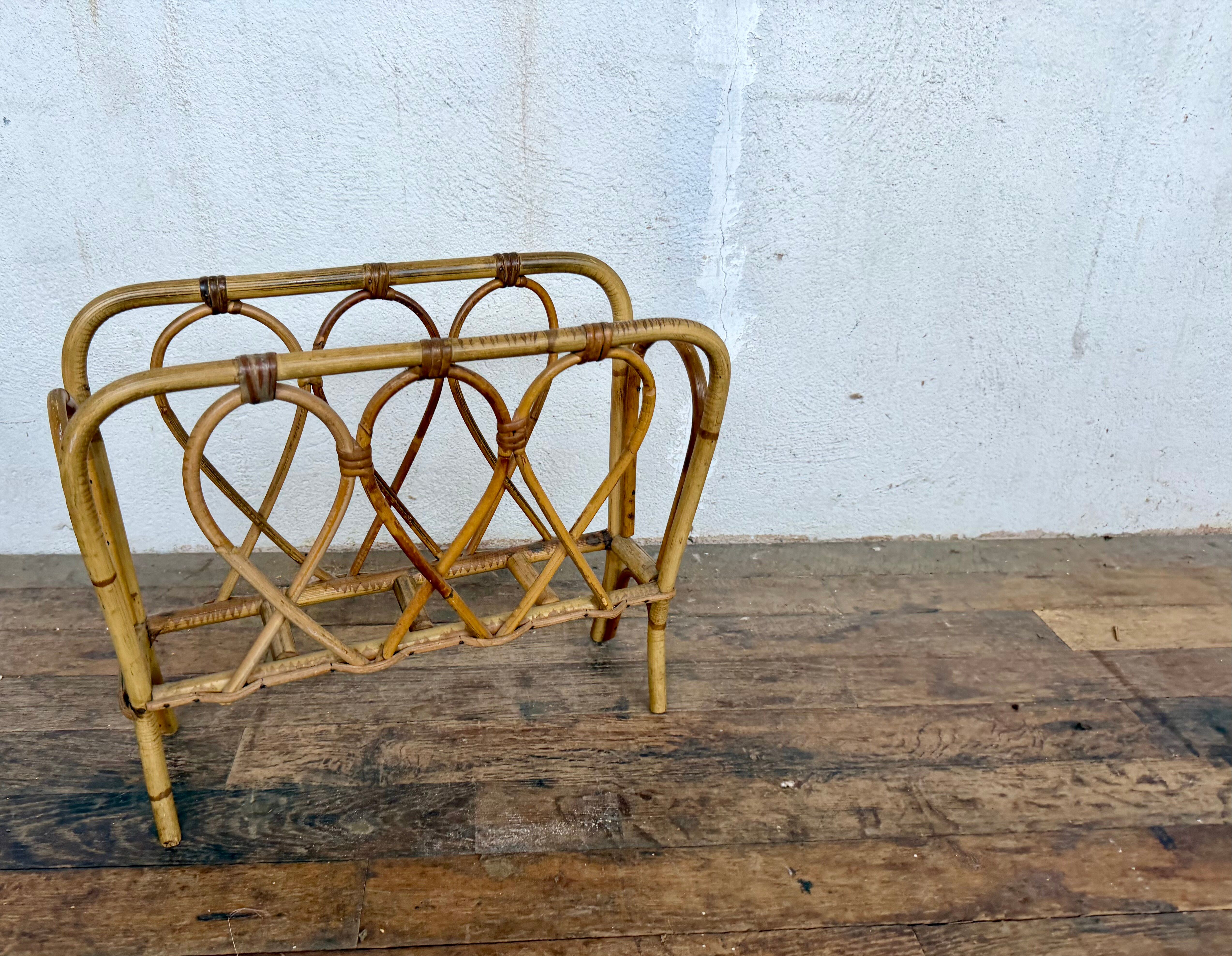 Rattan magazine rack