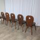 Set of 6 Vintage Brutalist Wooden Chair / Rustic Farmhouse Dining Chair