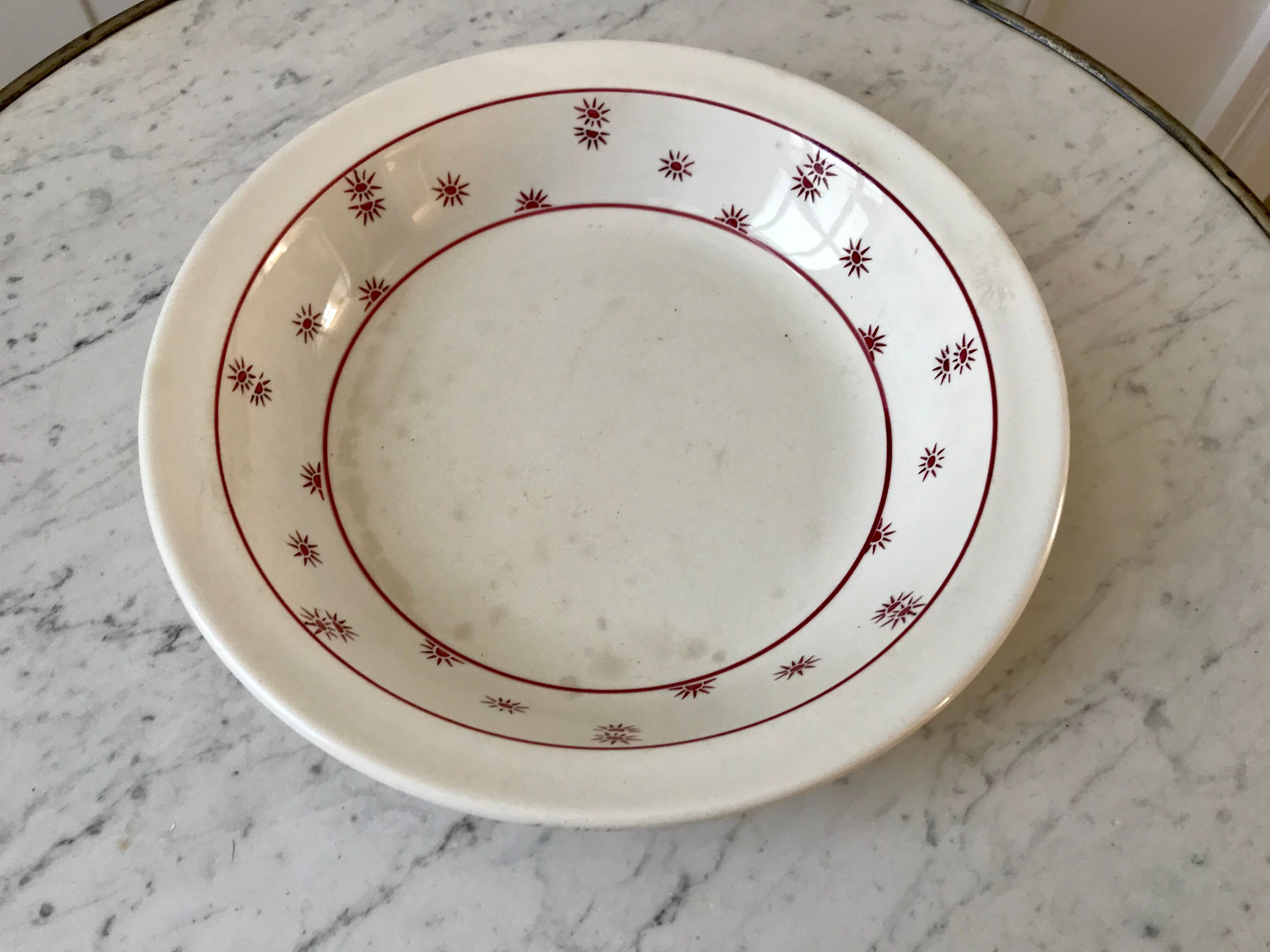 Hollow dish Digoin Sarreguemines model "Andrée" small suns 30s