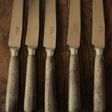 Set of 5 old knives with wooden handles