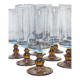 Set of 9 Vintage Amber Stemmed Glasses – 1970s