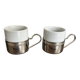 Set of 2 vintage porcelain cups with silver metal stand