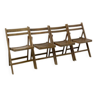 Ensemble de 4 chaises pliantes vintage en bois