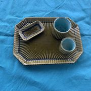 Service slurry art deco composed of a Tray, two pots and a small old and collector's dish