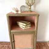 60s pink and gold Lloyd loom bedside table