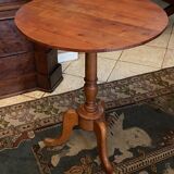 Circular pedestal table end of sofa base base tripod cherry Napoleon III