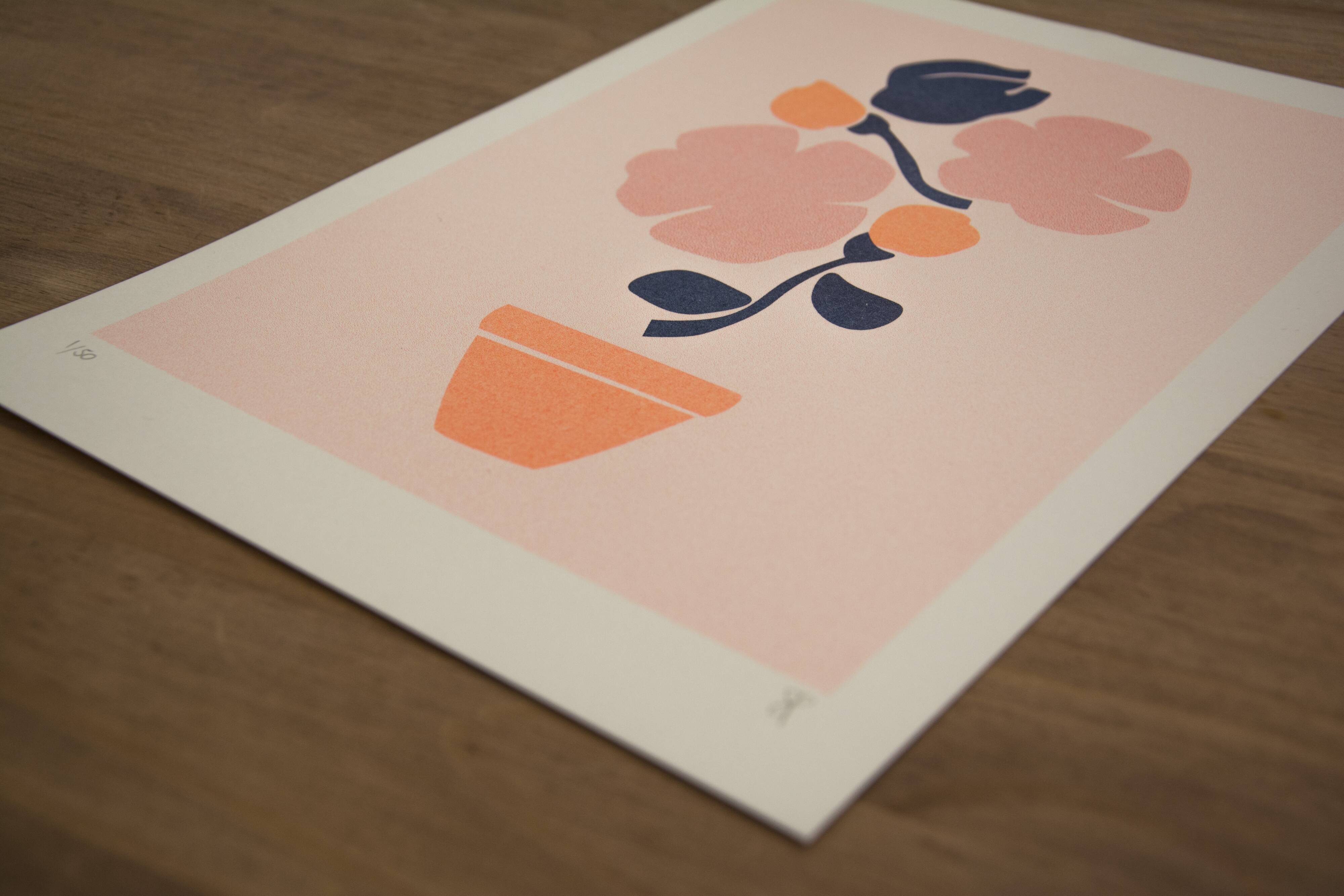 Duo sunset blush / petit pot de fleurs A4