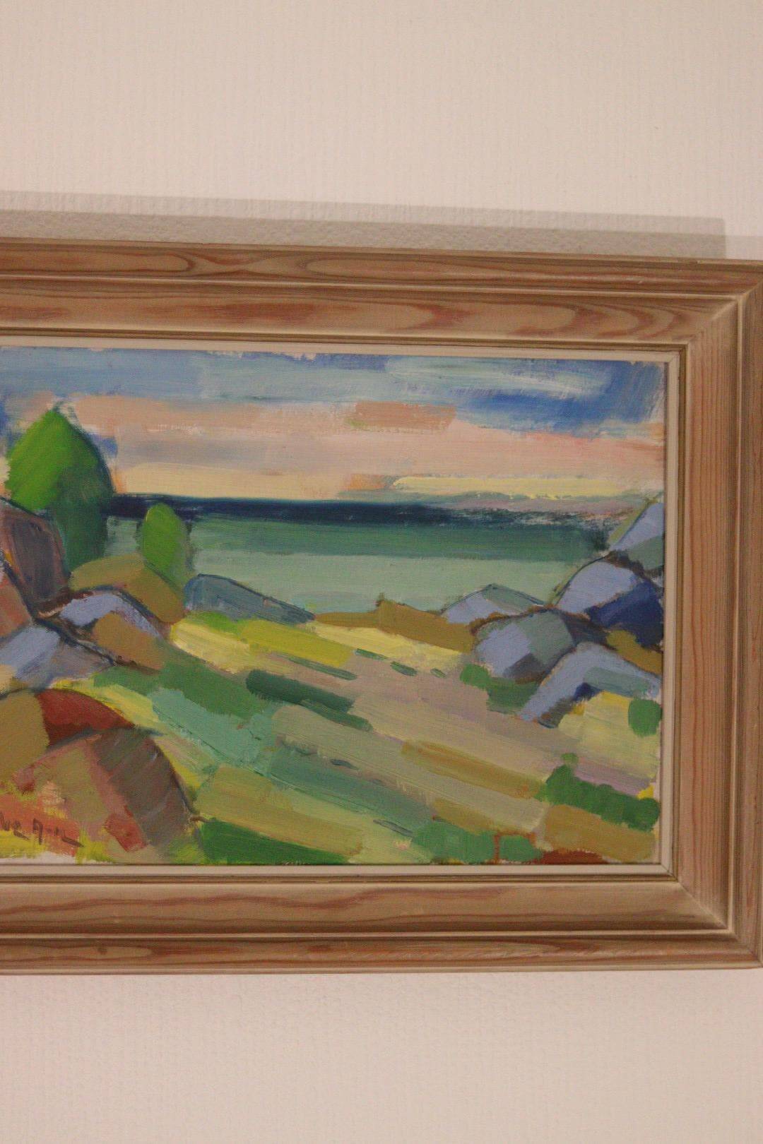 Huile sur toile suédoise originale du milieu du siècle – Österlen, Skåne