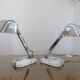 Pair of Art Deco lamps in chrome brass and Carrara marble 30s 40s