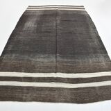 6x10 Brown & Beige Handmade Wool Kilim Rug, 195x324Cm