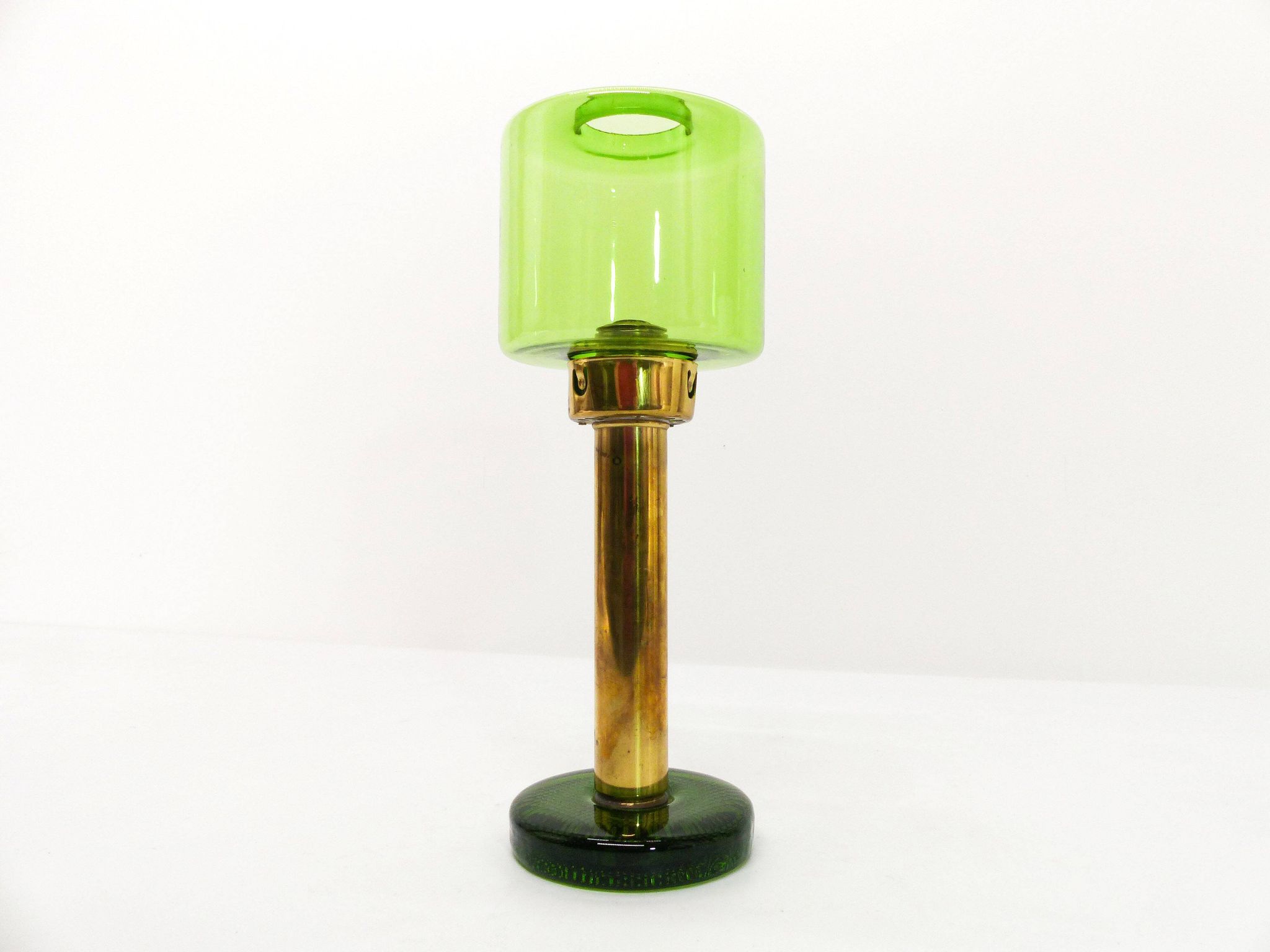Bougeoir scandinave Gnosjö verre vert et laiton 1960