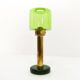 Scandinavian candle holder Gnosjö green glass and brass 1960