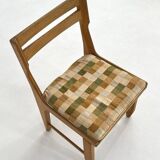 Raphael Oak and Fabric Dining Chairs by Guillerme et Chambr