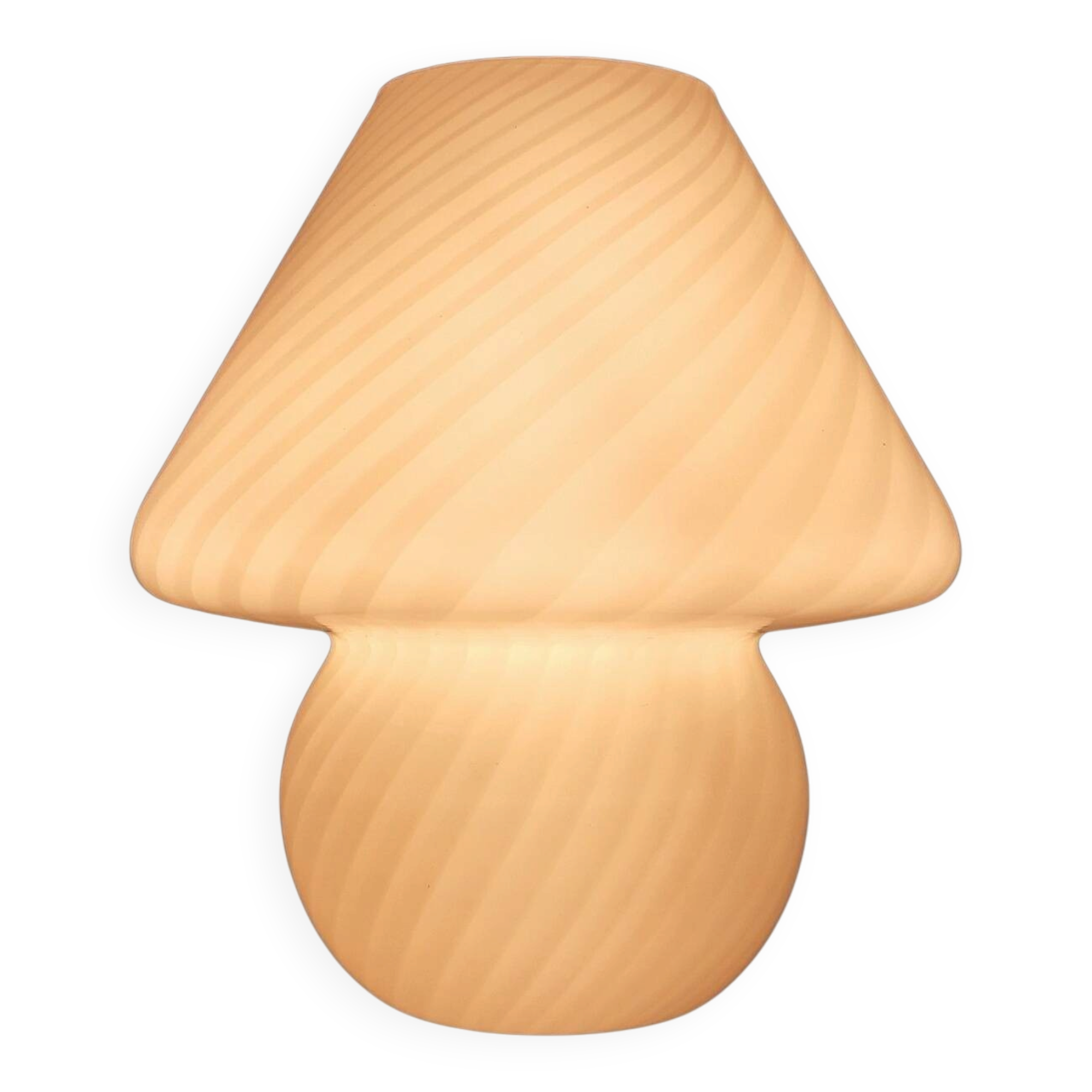 Mushroom Table Lamp Murano Glass White Spiral Modern Design 1970